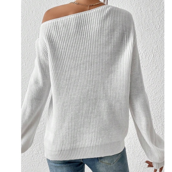 Cozy One Shoulder Lantern Sleeve Sweater Top - Picture 5 of 8